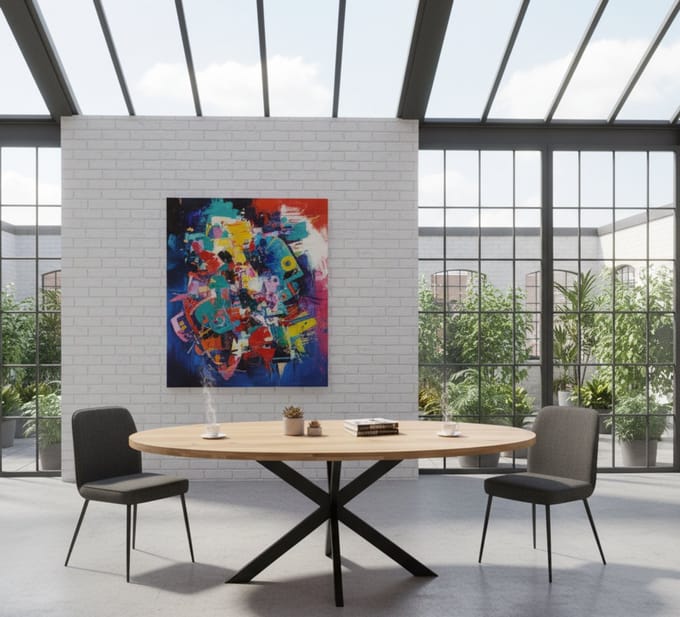 Eettafel Ovaal Geolied Eikenhout Matrixpoot 200x100 cm Luxe Design Novihome