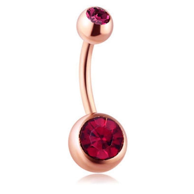 Navel Piercing - Rose Goud Met Steentjes