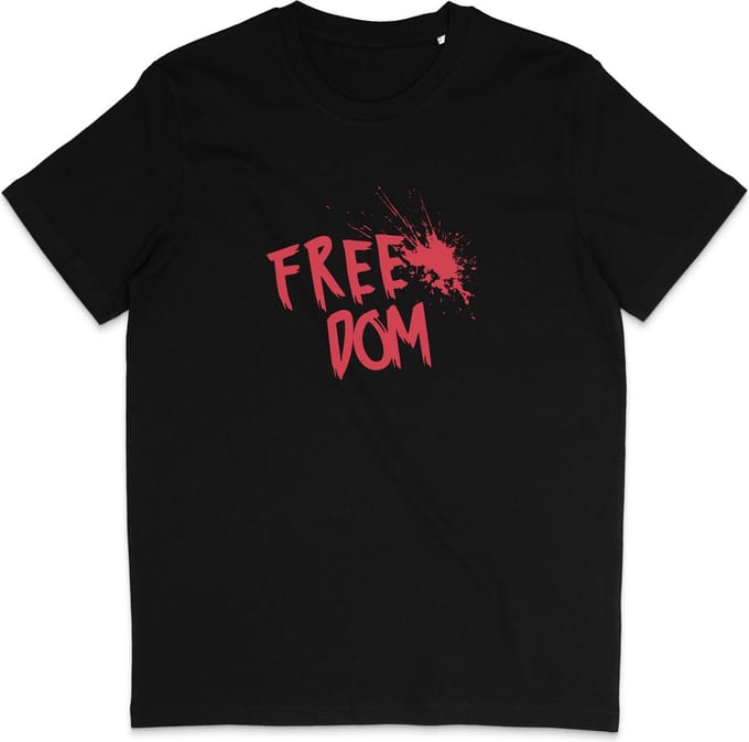 Heren en Dames T Shirt - Tekst: Freedom Vrijheid - Zwart - M