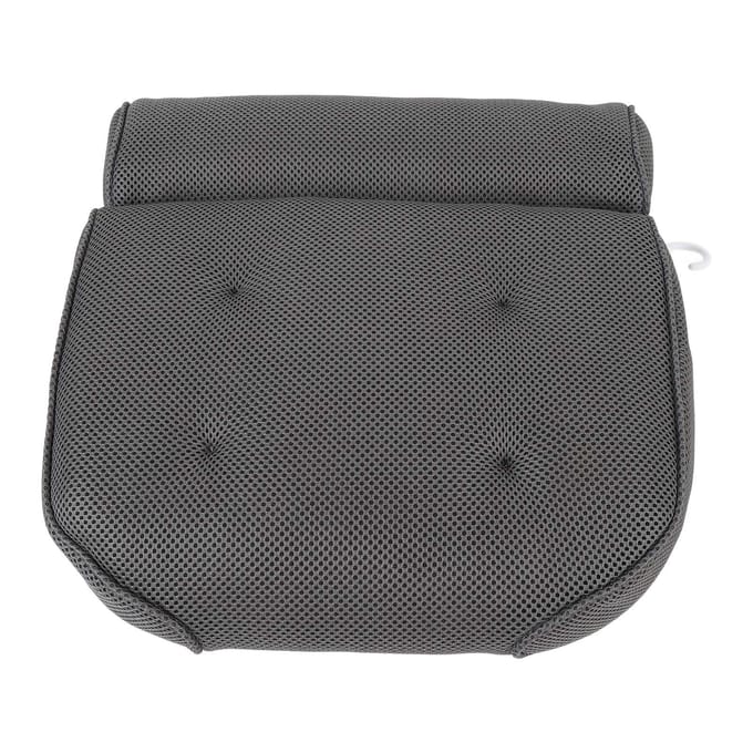 Badkussen met 6 Zuignappen Antislip Sneldrogend Ademend Mesh Badkuip Hoofdsteunkussen black