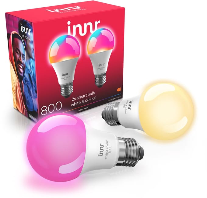 Innr Zigbee E27 LED lamp - geschikt voor Philips Hue - smart bulb - wit en gekleurd licht - slimme lamp - dimbaar - 880 lumen - 2 pack
