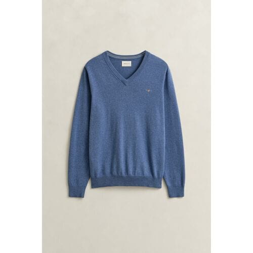 Gant Trui Classic Cotton V-Neck Denim Blue / male