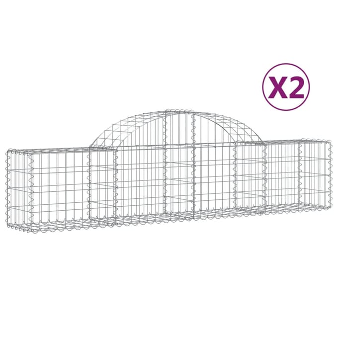 vidaXL - Schanskorven - 2 - st - gewelfd - 200x30x40/60 - cm - gegalvaniseerd - ijzer