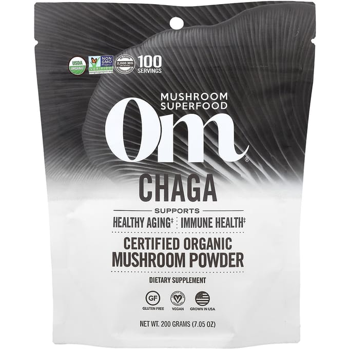 Chaga Paddenstoel, Gecertificeerd Biologisch Paddenstoelenpoeder, 200G(7.05Oz)