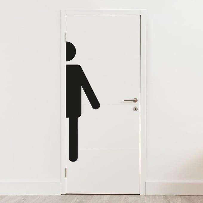 Grote deursticker WC man half