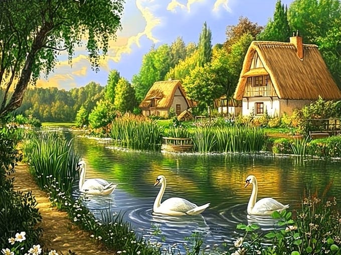 50x40cm Diamond Painting egels eekhoorn (rond) nr 104