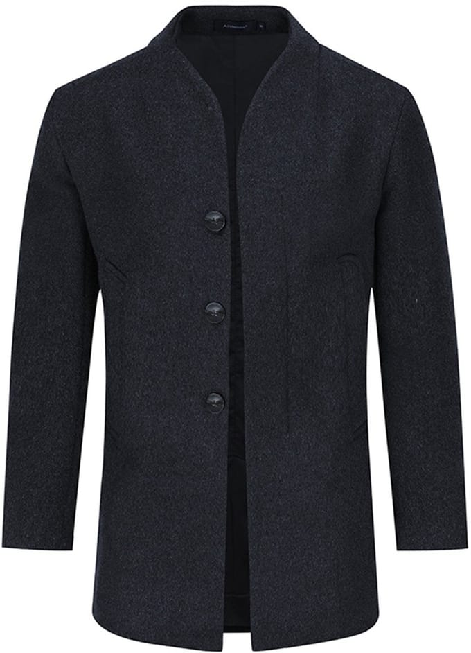 ALLTHEMEN Heren Winterjas Slim Fit Business Coat - Lang Wollen Jas - M
