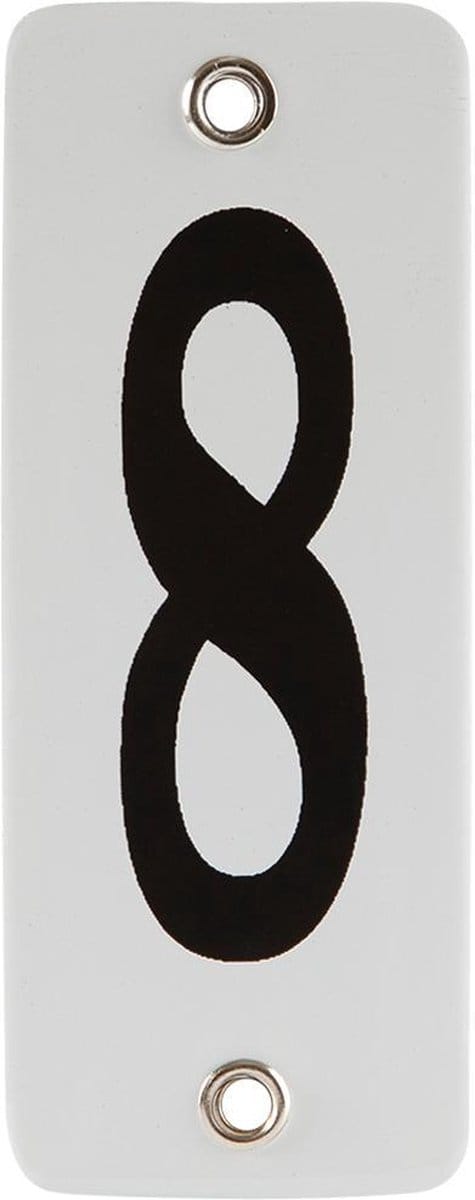 Emaille koppelbaar huisnummer wit nr. 8