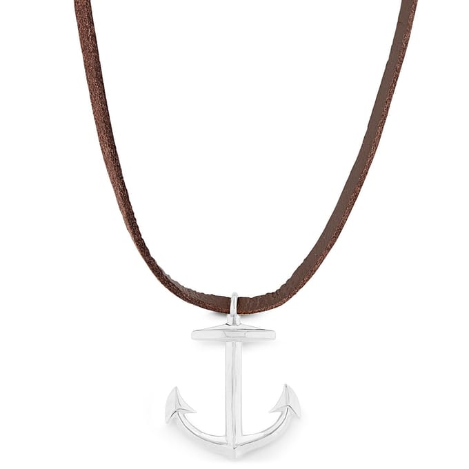 Zilverkleurige Lederen Ankerketting van Iconic