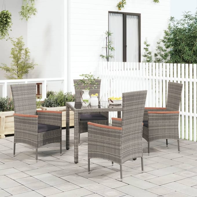 vidaXL - Tuinstoelen - 4 - st - met - kussens - poly - rattan - grijs
