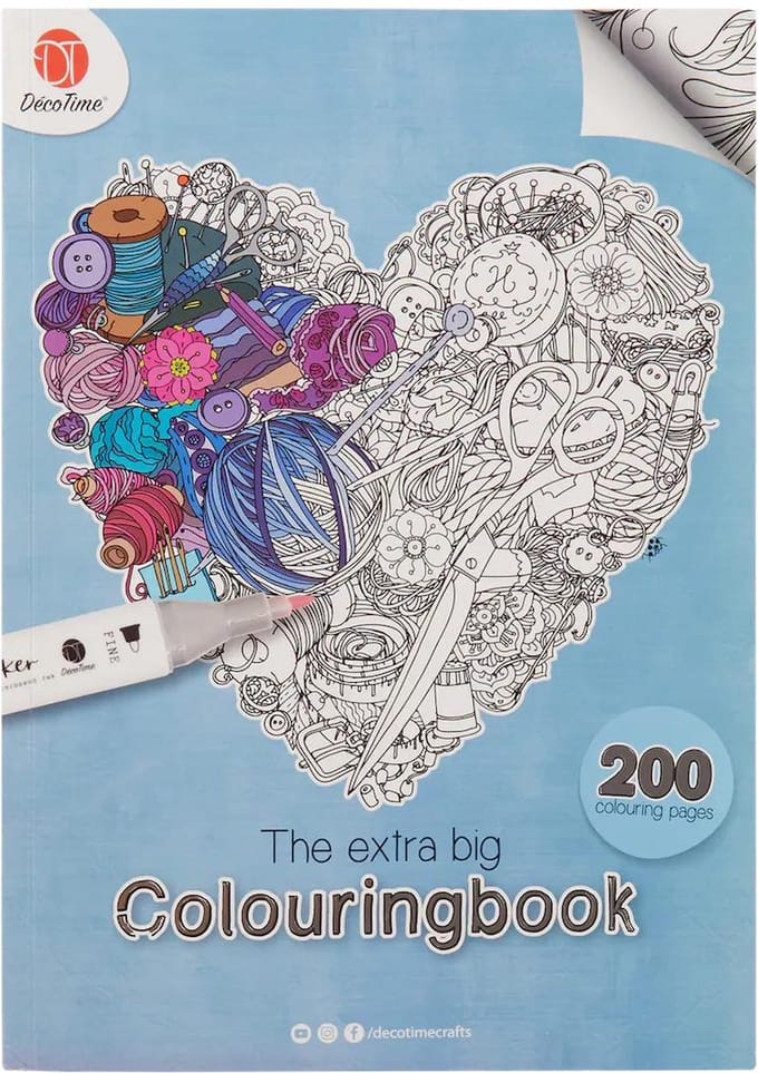 Decotime Extra big Colouringbook | 200x paginas | Kleurboek hard cover 200 designs