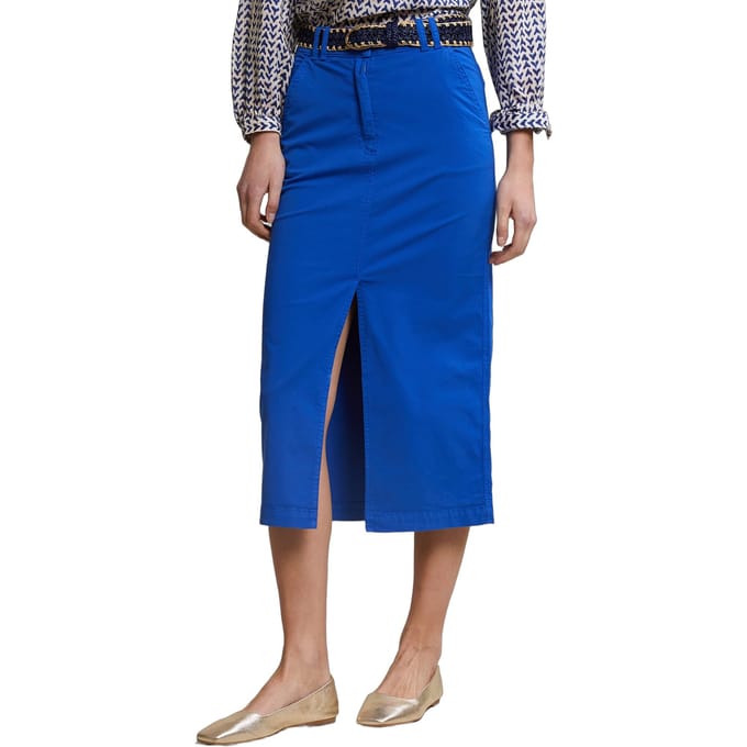 River Woods Blue Midi Stretch Skirt With Split Taglia: 36 | Minigonne Outlet | Donna | Blu