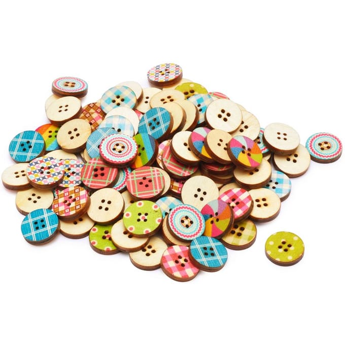 VBS Houten knopen "Fashion Mix", 100 stuks