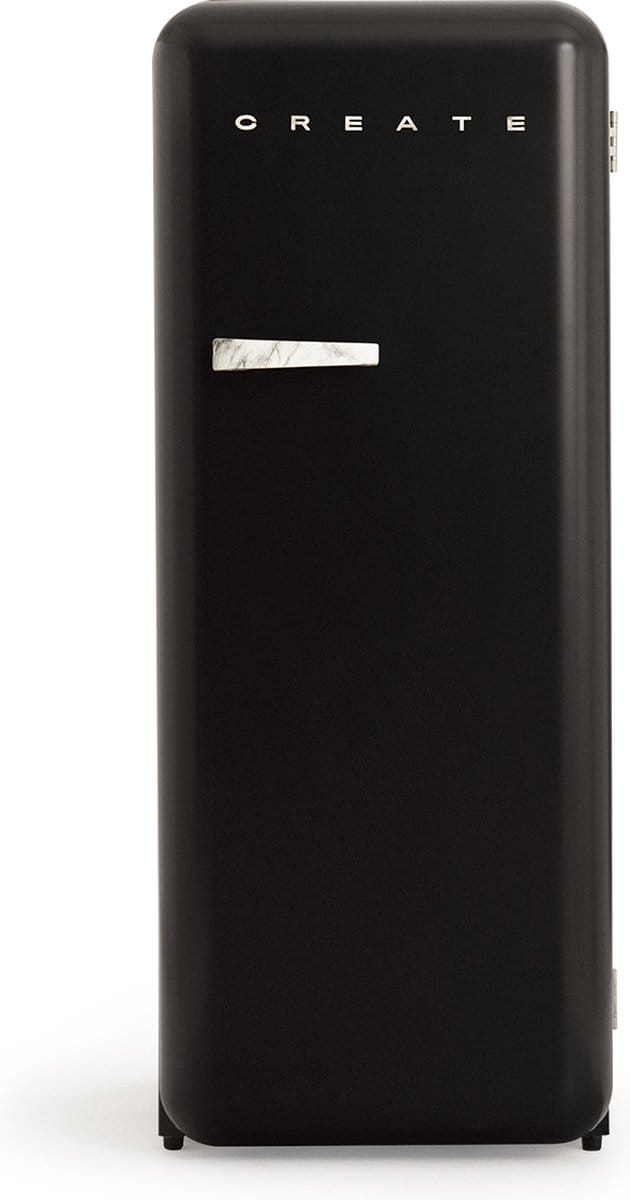 CREATE - Koelkast in retrostijl - Zwart - Handvat Marmer - FRIDGE RETRO 281L