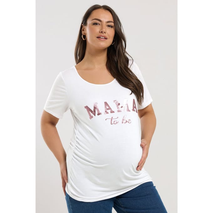 Bump It Up Maternity Tshirt Met 'Mama To Be' Slogan In Wit Size 48