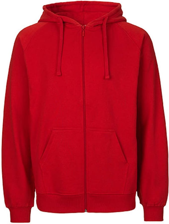 Fairtrade Men's Zip Hoodie met capuchon Red - L