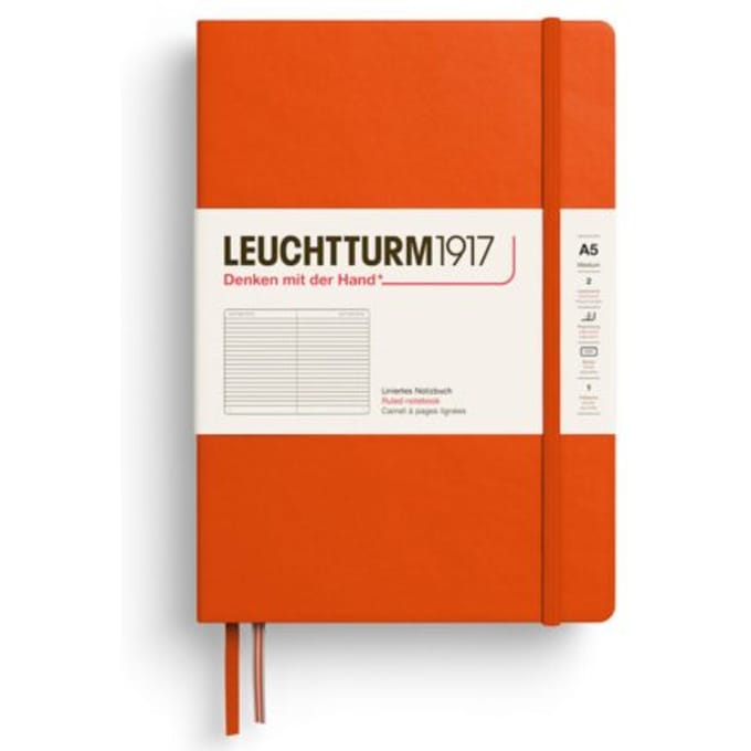 Leuchtturm1917 notitieboekje, hardcover, medium a5, gelinieerd, pumpkin