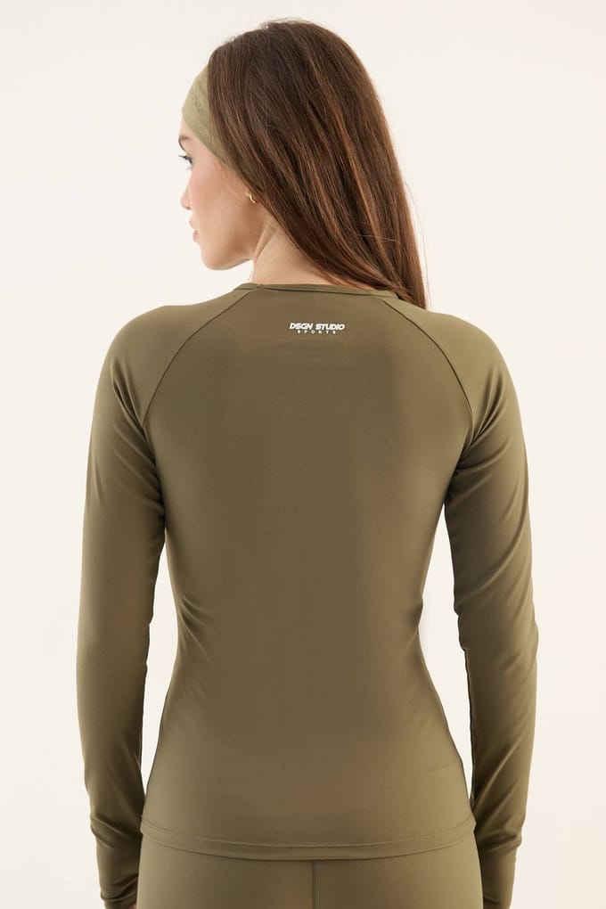 Dames DSGN Studio Ultra Sculpt Longsleeve Top | Olive | Maat: Small