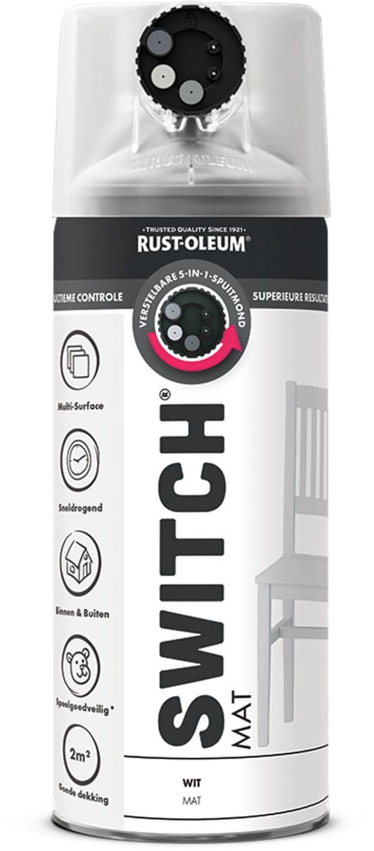 Rust-Oleum Switch Spuitbus Verf Mat 400ml - Wit