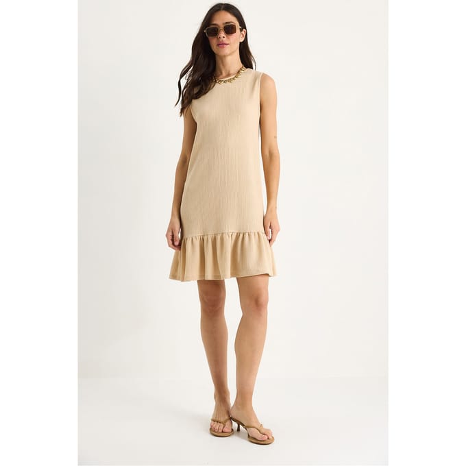 Geweven Crepe Midi Jurk met Rimpeldetail