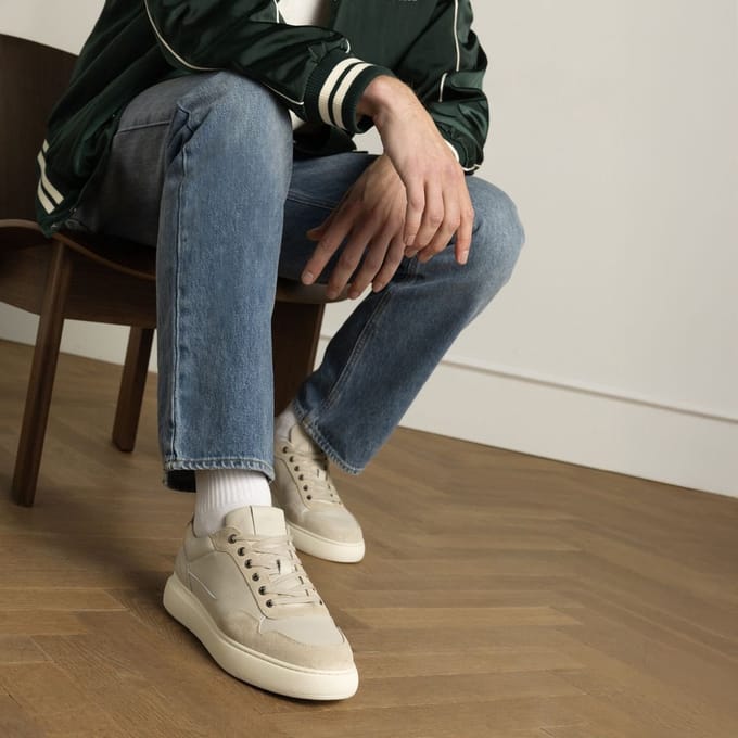 Manfield - Heren - Grijze suède sneakers - Maat 45