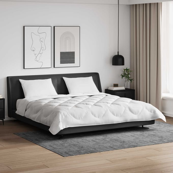vidaXL - Dekbed - met - Kussens - met - kussen - 3 - st - Wit - Microvezel