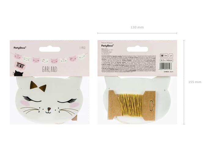 PARTYDECO - Roze en witte kartonnen kat slinger