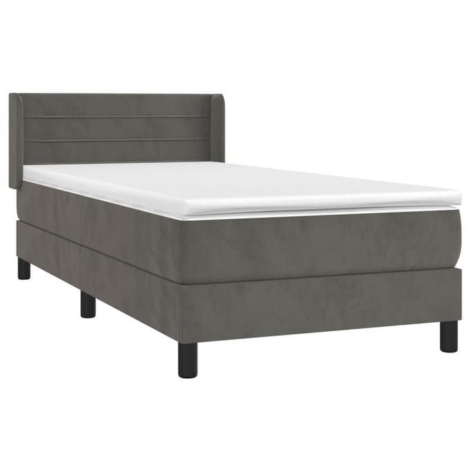 vidaXL - Boxspring - met - matras - fluweel - donkergrijs - 90x190 - cm