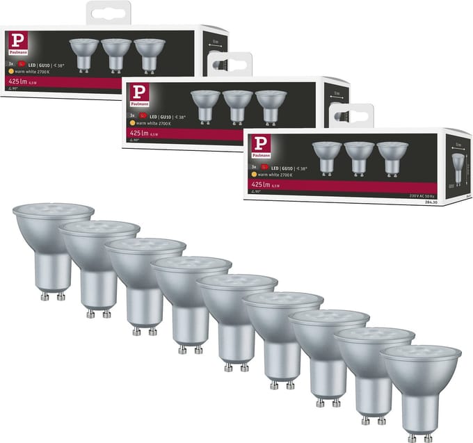 Set Standaard 230 V LED-reflector 9x425lm 9x6,5W 2700K Alu