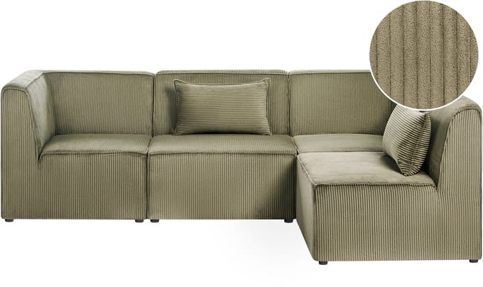LEMVIG - Modulaire hoekbank 4-zits - Groen - Linkszijdig - Corduroy