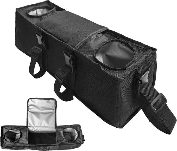 Kinderwagen Organizer - Accessoire Tas - Onderweg Spullen - Waterdicht Voering - 37 cm Breed - Zwart