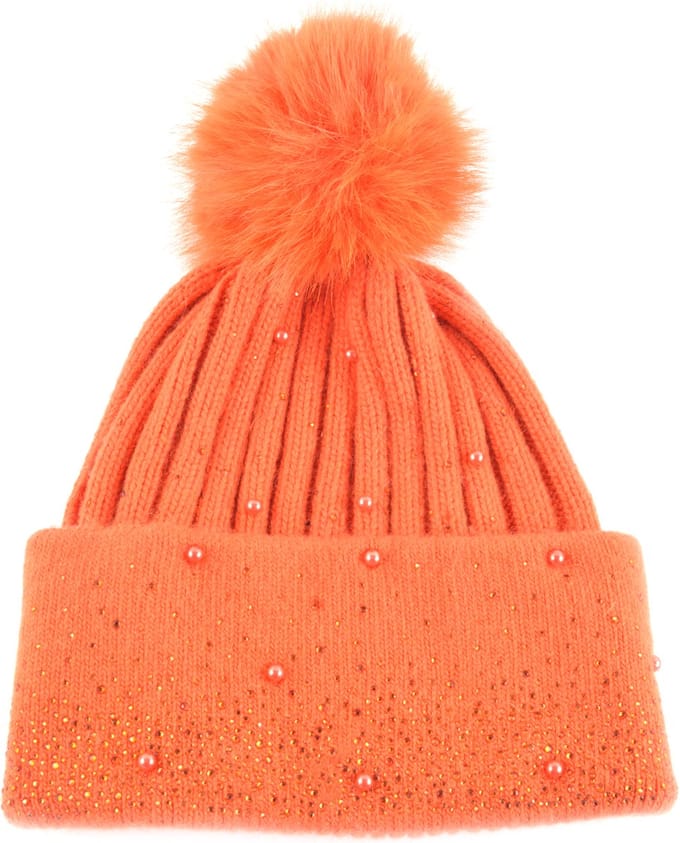 Giuliano muts - Pompom - Glitters - Winter - Oranje