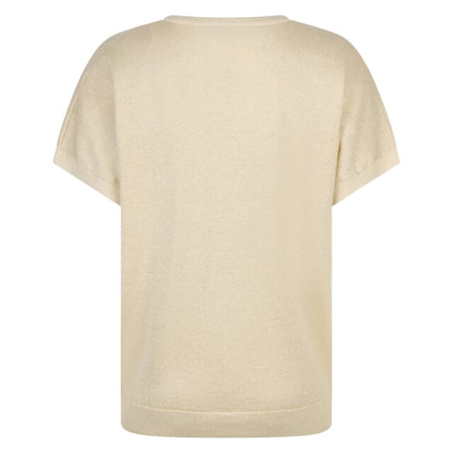 Red Button beige dames t-shirt   V-hals   Regular fit   Glitters patroon   Korte mouw Beige M
