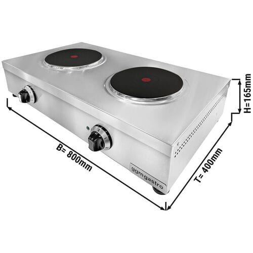 GGM Gastro Tisch Elektroherd - 5,2 kW - 2 Platten Rund Zilver