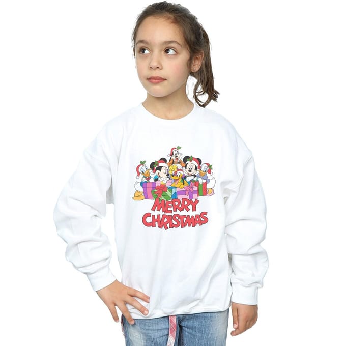 Disney Meisjes Mickey Mouse en vrienden Kerstmis Sweatshirt (Wit)