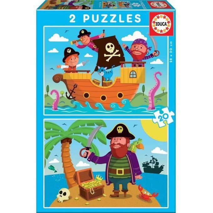 Puzzle Pirates 2X20 pcs - EDUCA - Thème Humains - Enfant 3 ans - 40 pièces