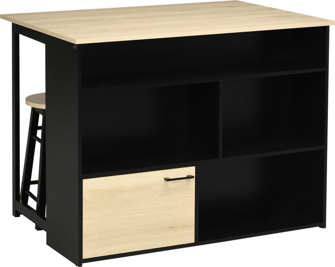 HOMCOM-Bartisch Set-Spanplatte-116L x 70B x 89,5H cm-Schwarz+Eiche