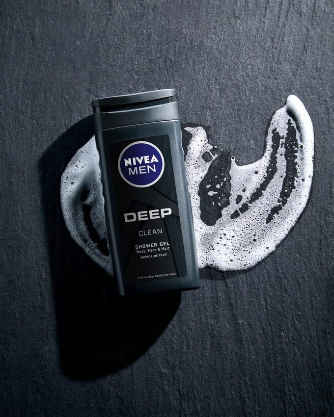 Nivea Men Deep Clean Gel Douche Homme 3 en 1 - Nettoyant 250ml