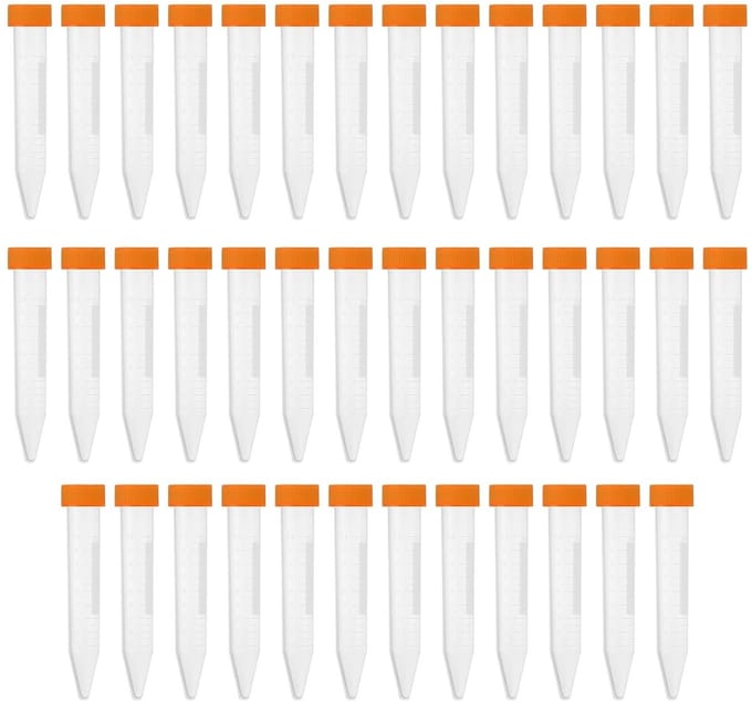 Pack van 40 Centrifugebuizen, 10 ml Cone, Plastic Testbuizen met Schroefdop, Gegradueerde Monsters voor Laboratoriumgebruik