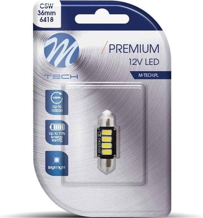 M-Tech LED C5W / C10W 24V - 36MM - Premium - 4x Leddiode -Canbus - Wit
