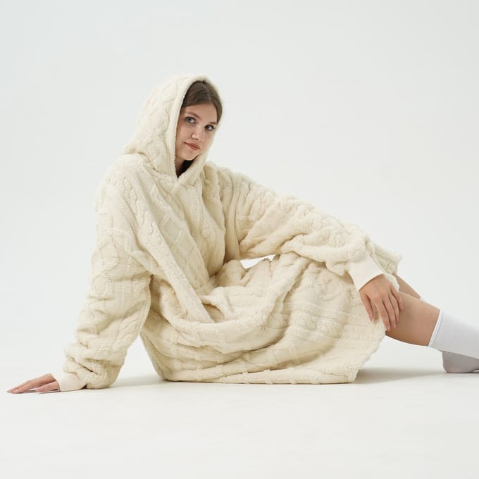 SOPHIE - hoodie 70x110 cm - dames - oversized hoodie deken - Bone White - wit