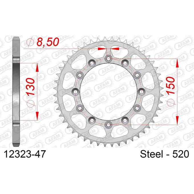 Stalen tandwiel Afam 520 47 dents