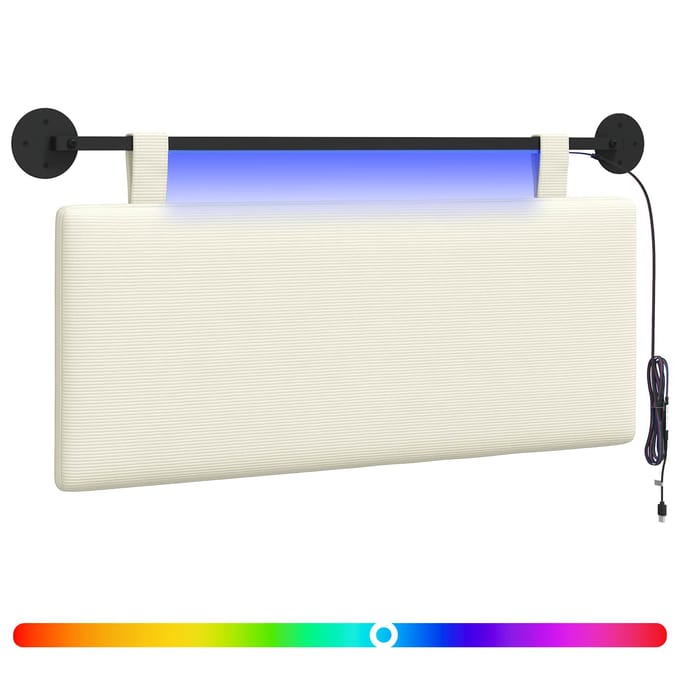 vidaXL - Hangend - hoofdbord - Crèmekleurig - Corduroy - stof