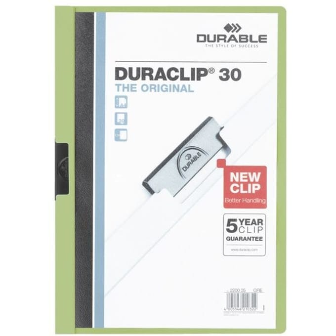 Klemmap Durable Duraclip A4 3mm 30 vellen groen