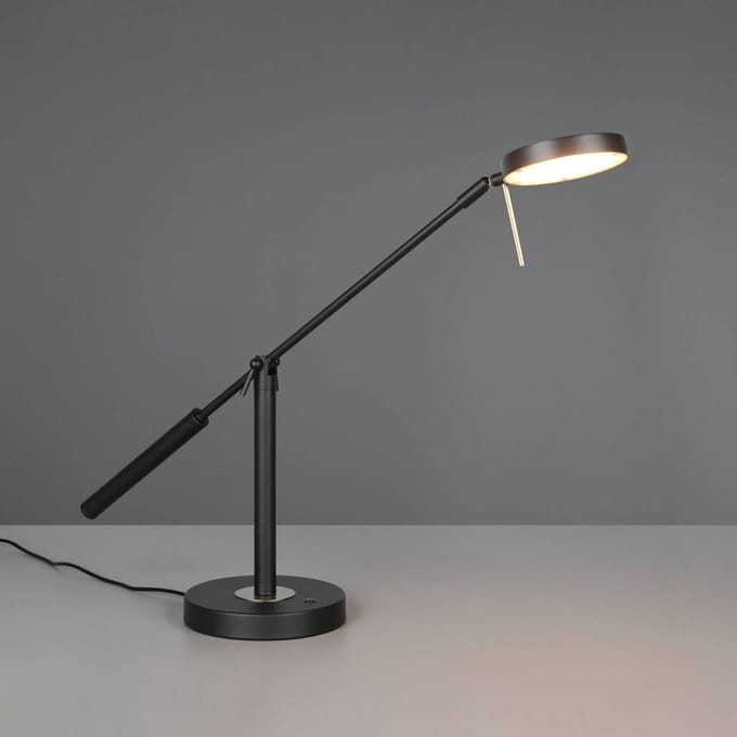 Trio Lighting LED tafellamp Monza, matzwart, hoogte 52 cm, metaal