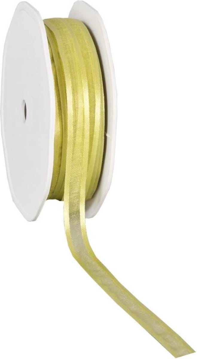 Satin edge Organzalint Lime – 10 mm × 50 m – Organza