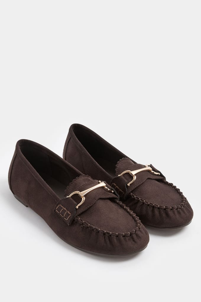 Yours Chocoladebruine Loafers Van Imitatiesuède In Brede Epasvormsize 39EEE