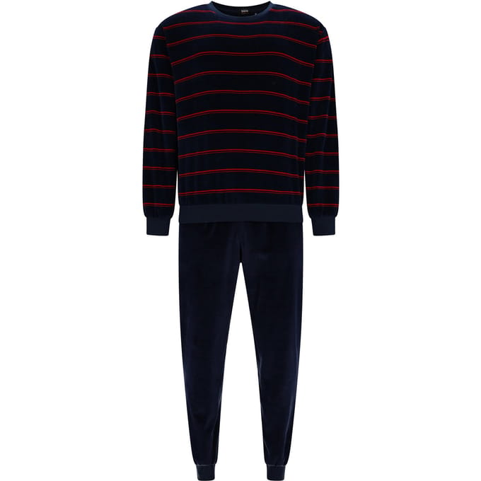 Velours heren pyjama blauw met strepen - Blauw - Maat - 56