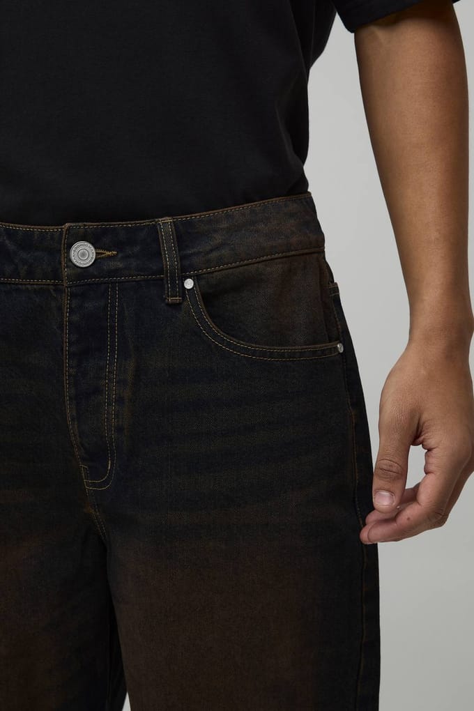 Getinte Gewassen Omgeslagen Zoom Relaxed Fit Jeans | Dark Wash | Size 32R