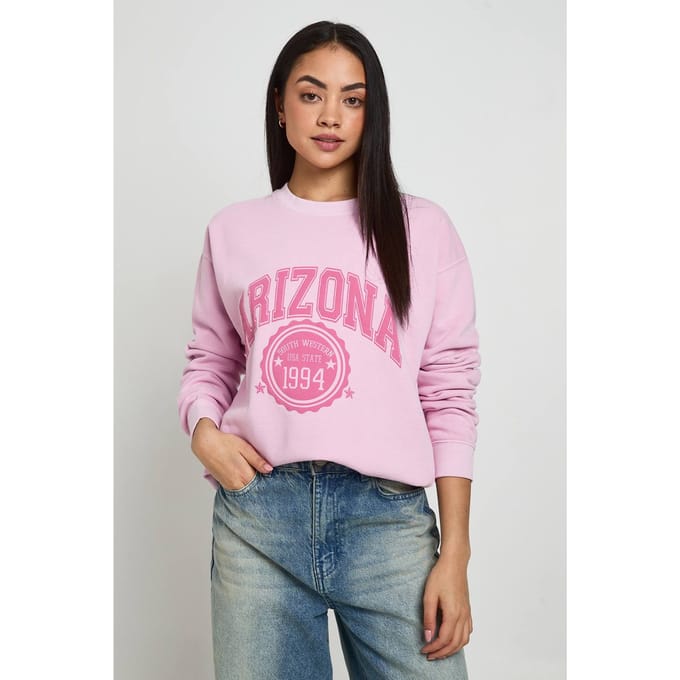 boohoo Dames Gewassen Arizona Bedrukt Sweatshirt | Pink | Maat: Large